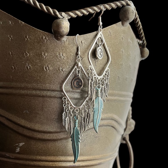 Handmade Patina Celestial Boho Earrings - Picture 3 of 7